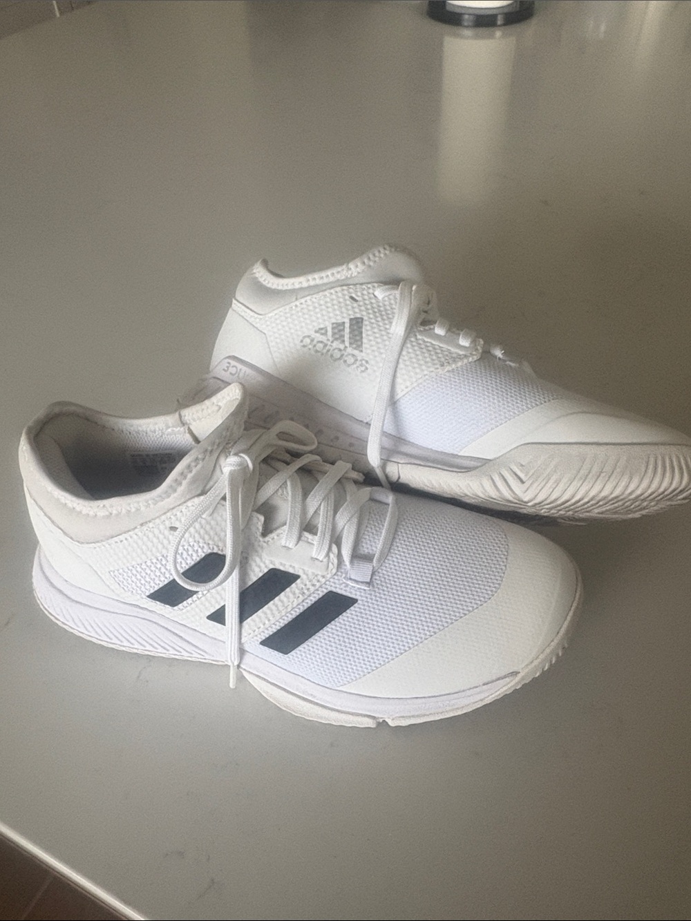 adidas Women’s Court Team Bounce White Sneakers with Black Three-Stripes